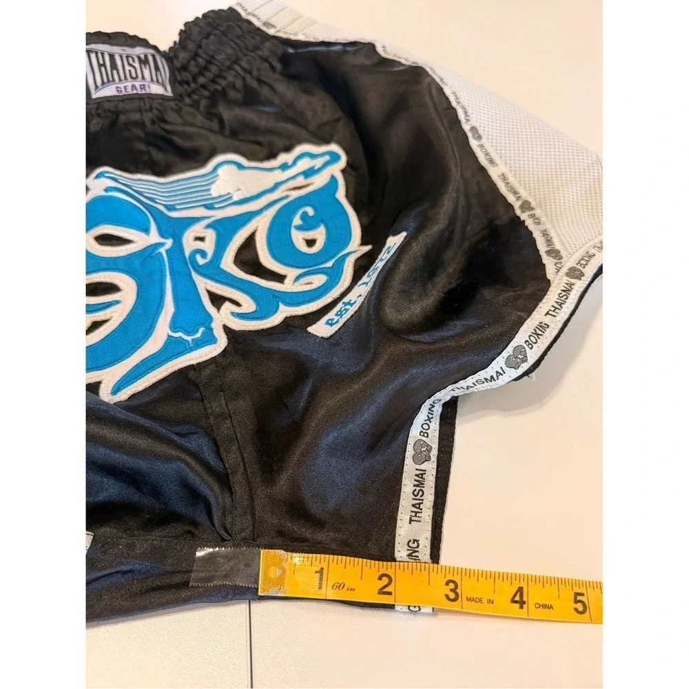 Thaismai USKO Muay Thai Boxing Shorts Black White Kids XXL Martial Arts Gear